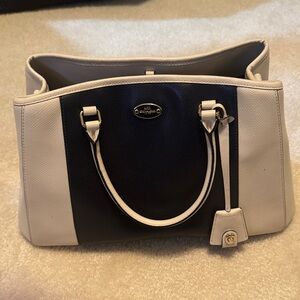 Coach Two-Tone Black and Cream Satchel